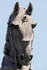 Image showing Fighting horse head-statue detail