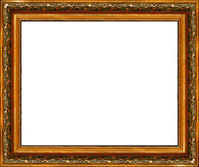 Image showing Antique rustic dark golden picture frame isolated