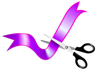 Image showing Illustration of detailed scissors cutting the ribbon 