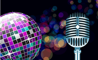 Image showing Vector disco ball with microphone