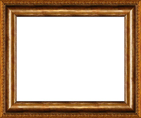 Image showing Antique rustic dark golden picture frame isolated