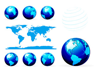 Image showing Globe and detail map of the world. Different views