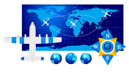 Image showing Travel illustration plane on map 