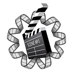 Image showing vector clapboard and film strip 