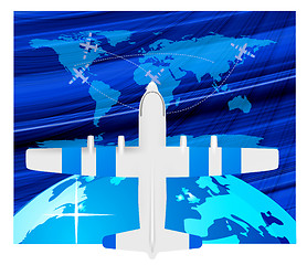Image showing Travel illustration plane on map 
