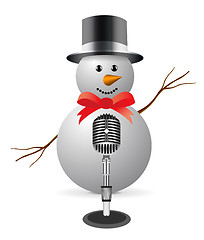 Image showing Snowman with microphone