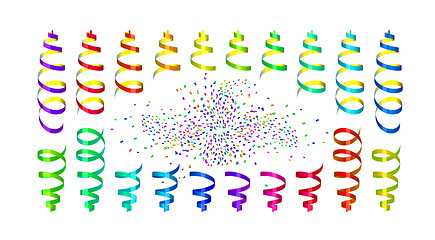 Image showing Background with party streamers and confetti, illustration