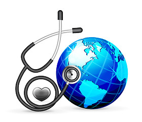 Image showing stethoscope and blue earth