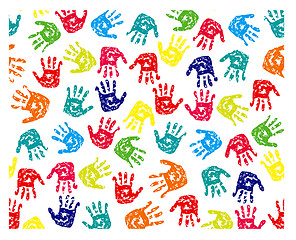 Image showing Seamless pattern, prints of hands 
