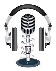 Image showing Vector headphones witn microphone