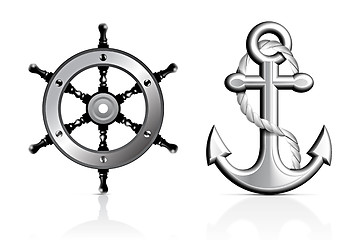 Image showing Anchor and Steering Wheel