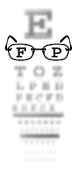 Image showing Test alphabet in oculist room with glasses