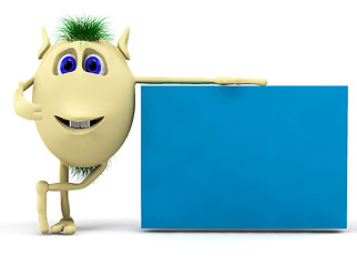 Image showing 3d character  puppet with blank billboard