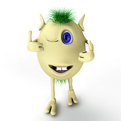 Image showing 3d funny character puppet with thumbs-up