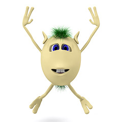 Image showing Excited 3D  puppet with arms up