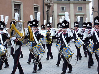 Image showing Drummers at relieving the guard