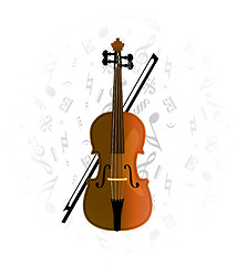 Image showing cello, violoncello on music note background