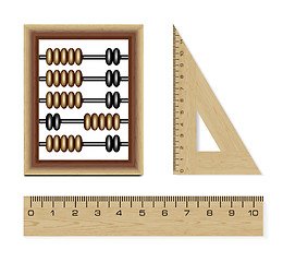 Image showing wooden abacus and rulers