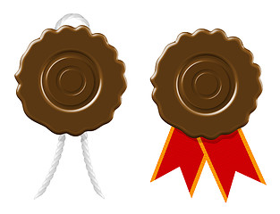 Image showing Blank wax seal with cord and ribbon