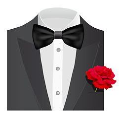 Image showing Bow tie with rose