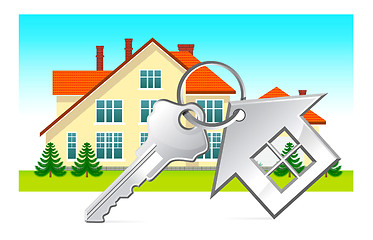 Image showing House and house keys on white background 