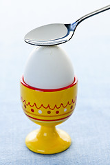 Image showing Boiled egg in cup