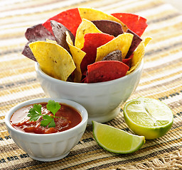 Image showing Tortilla chips and salsa