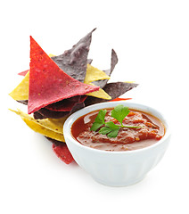 Image showing Tortilla chips and salsa