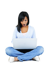 Image showing Young woman with computer