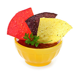 Image showing Tortilla chips and salsa