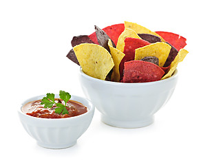 Image showing Tortilla chips and salsa