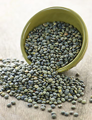 Image showing Bowl of uncooked French lentils