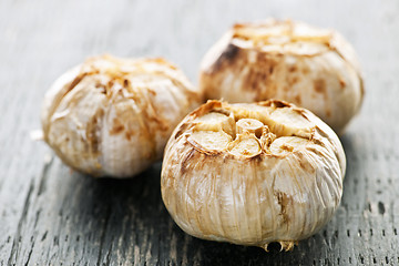 Image showing Roasted garlic bulbs