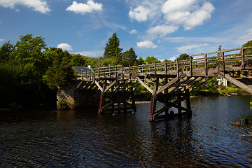 Image showing Old trestle style wooden bridge