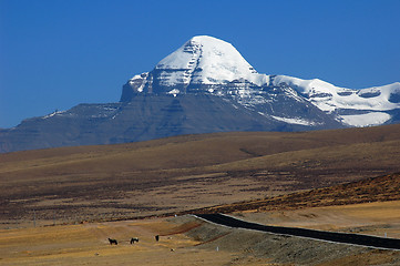 Image showing Landscape of snow-capped mountains