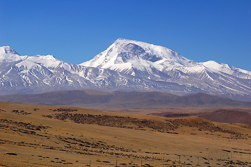 Image showing Landscape of snow-capped mountains