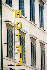 Image showing Yellow hotel sign