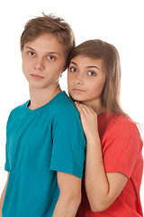 Image showing couple of teenagers in color clothes