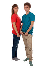 Image showing couple of teenagers in color clothes