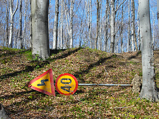 Image showing Removed traffic signs in park