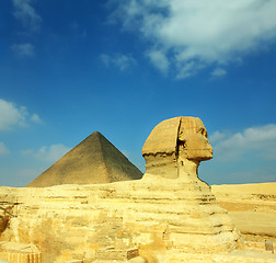 Image showing egypt Cheops pyramid and sphinx