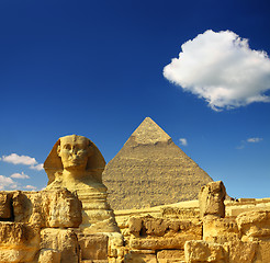 Image showing egypt Cheops pyramid and sphinx