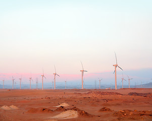 Image showing wind electric generators in desert