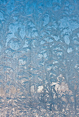 Image showing Ice flowers on window glass