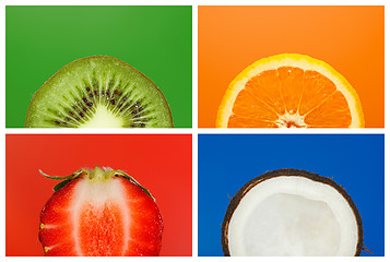 Image showing Collage of half fruits