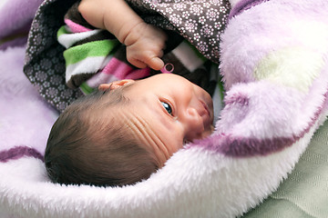 Image showing Newborn Baby Girl Waking