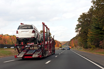 Image showing Truck Transporting Cars