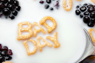Image showing Words BAD DAY Spelled In Cereal Letters