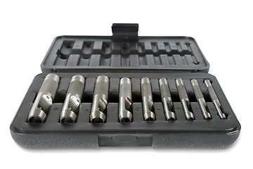 Image showing set of tools for punching holes 