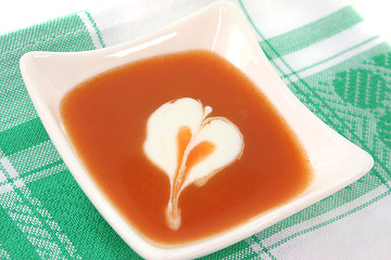 Image showing tomato soup with dollop of cream